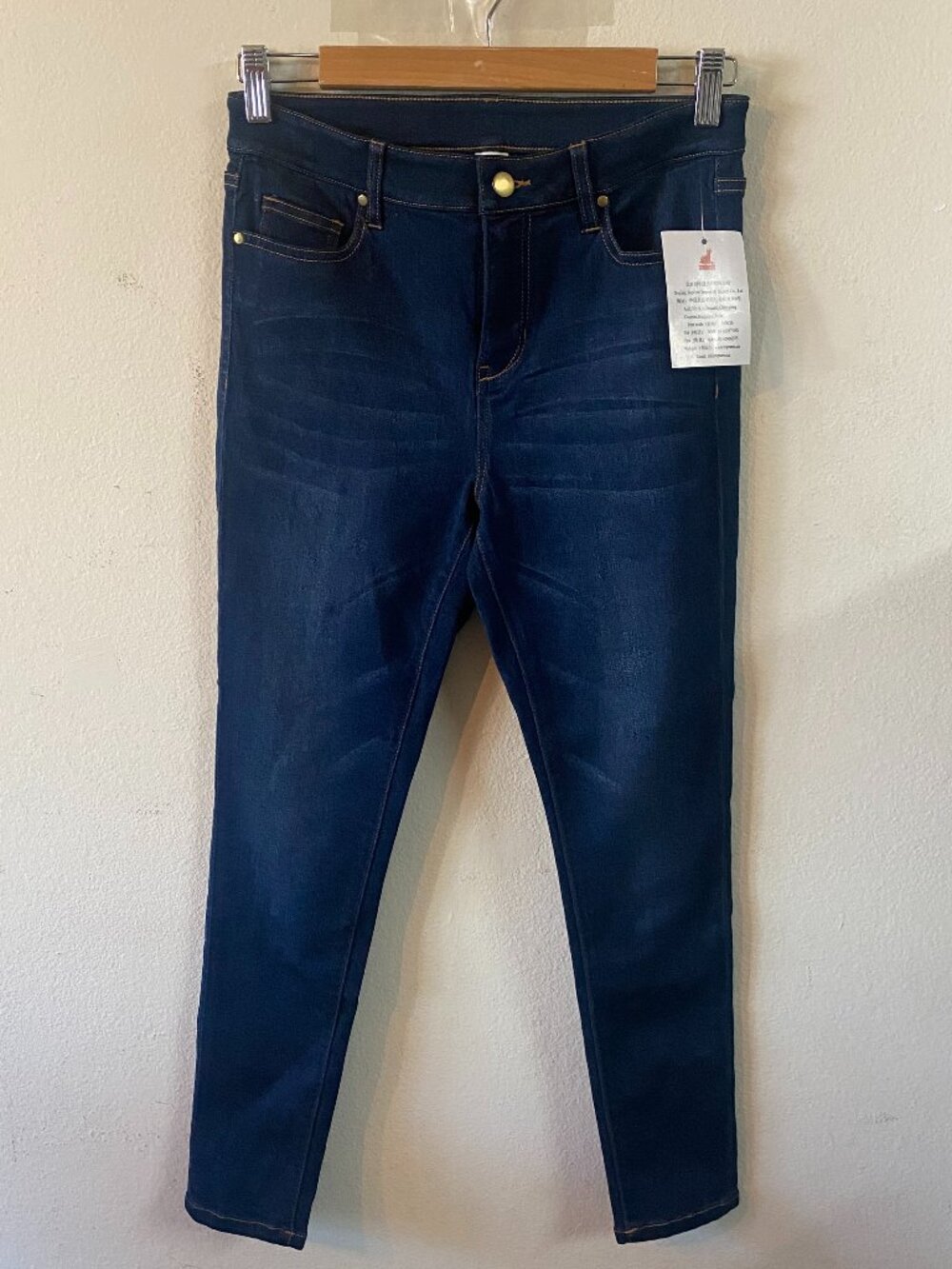 NO BRAND SIZE 4 (26 INCHES) DARK BLUE WOMEN'S SKINNY STRETCH JEANS